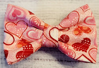 Pink Patterned Hearts Pet Bow tie