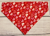 Red Patterned Hearts Over the Collar Pet Bandana