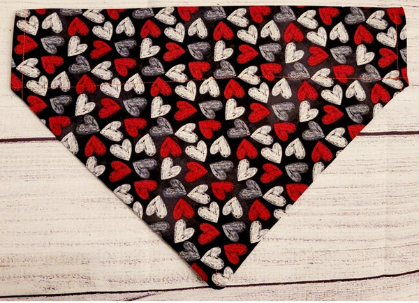 Multi-colored Chalk Hearts Over the Collar Pet Bandana