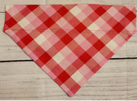 Red/Pink/White Checkered Over the Collar Pet Bandana