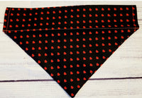 Small Red Hearts With Black Background Over the Collar Pet Bandana
